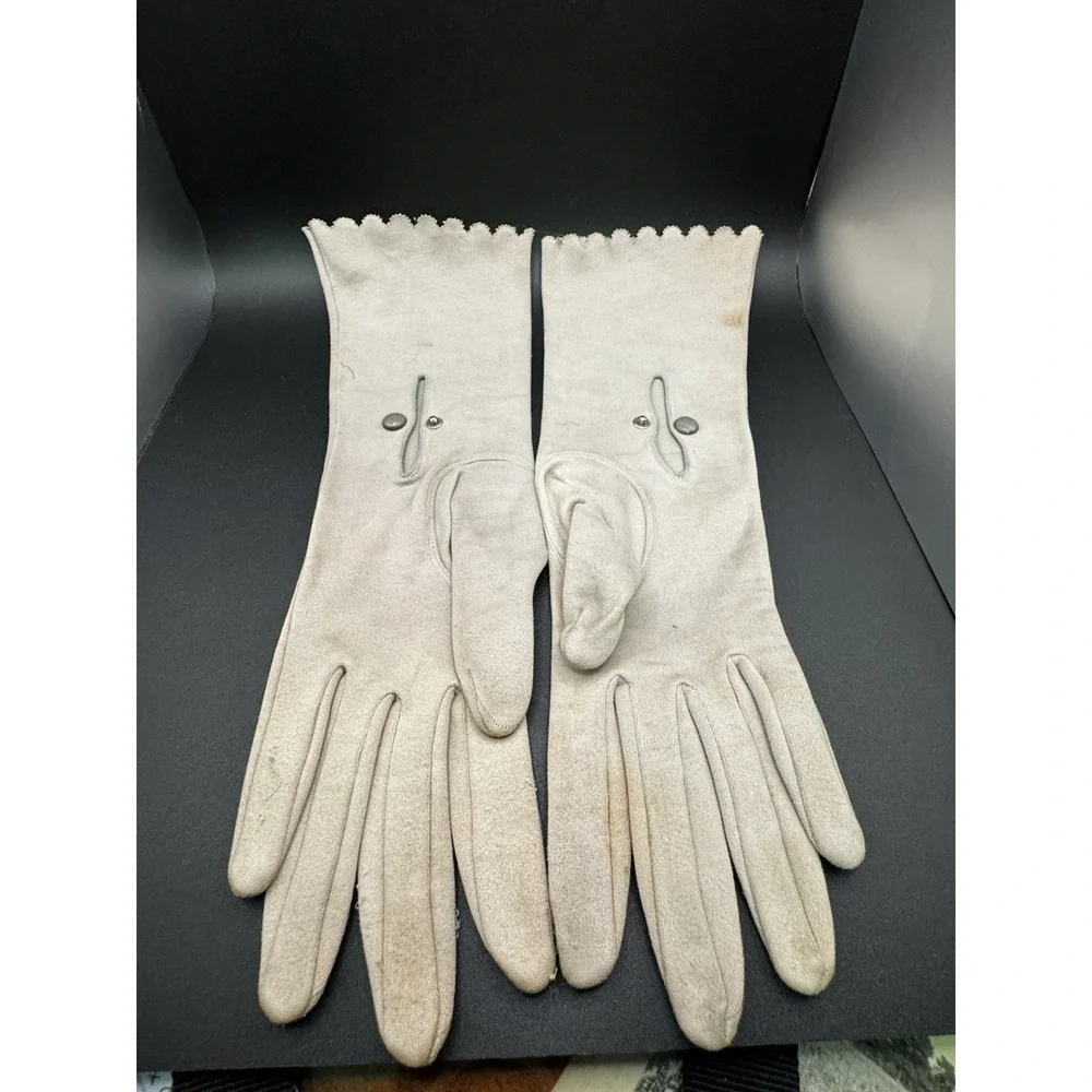 Vintage Van Raatle Suede Gloves - White Size 8 Made‎ In Saxony